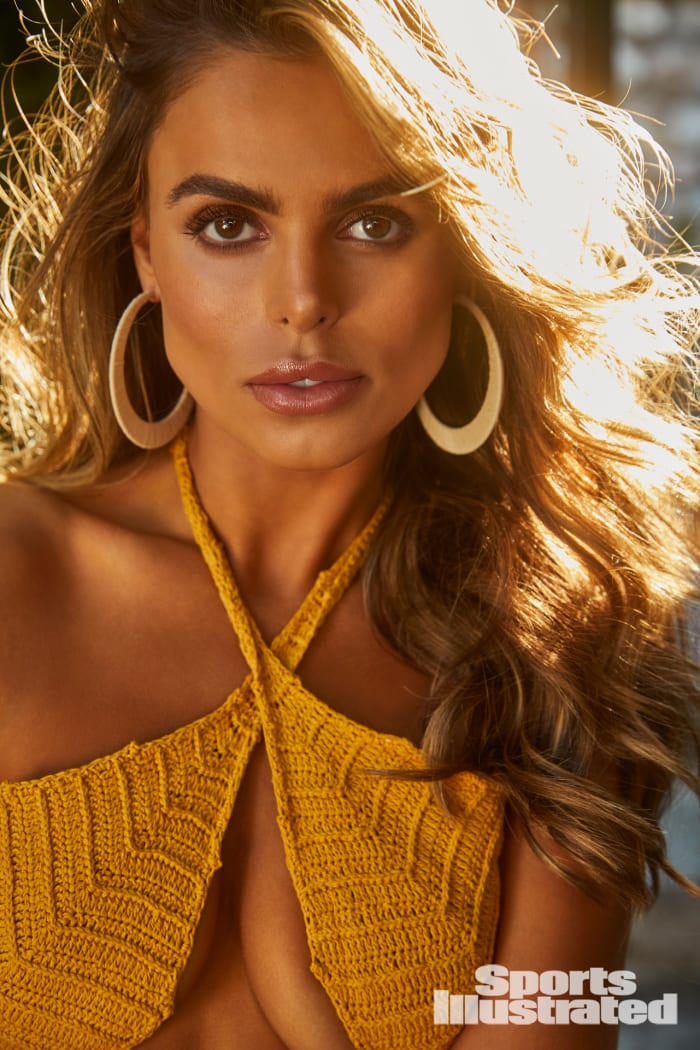 Brooks Nader was photographed by James Macari in Montenegro. Swimsuit by Andi Bagus. Earrings by JustFab.